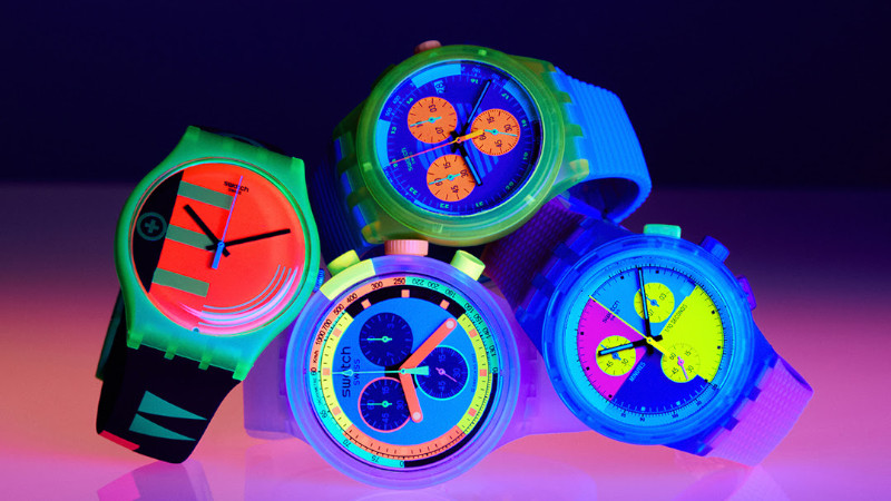 Explora la vibrante colección Swatch NEON: Un Tributo a los Años 80 y 90