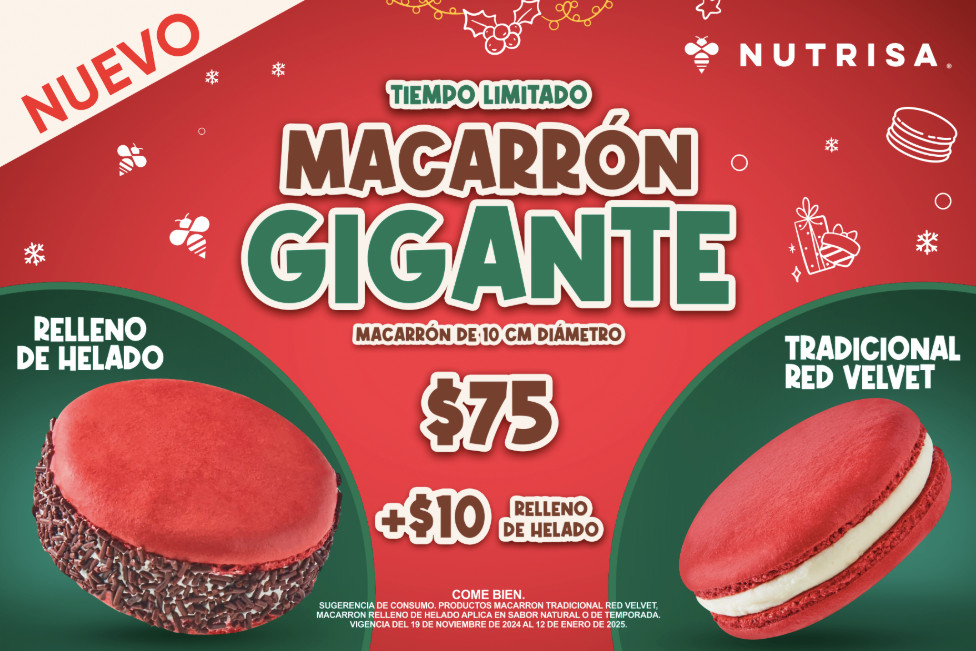 Nutrisa se alista para Navidad con un exclusivo macarrón gigante y nuevo sabor de temporada