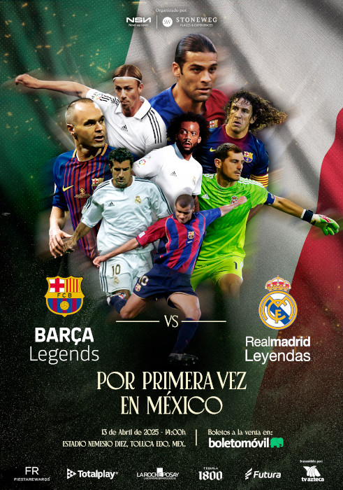 Por primera vez en México jugarán el Real Madrid Leyendas y el Barça Legends