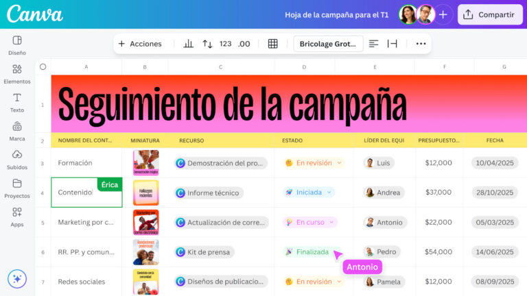 Hojas de cálculo de Canva para docentes: transforma datos en una experiencia de aprendizaje visual memorable