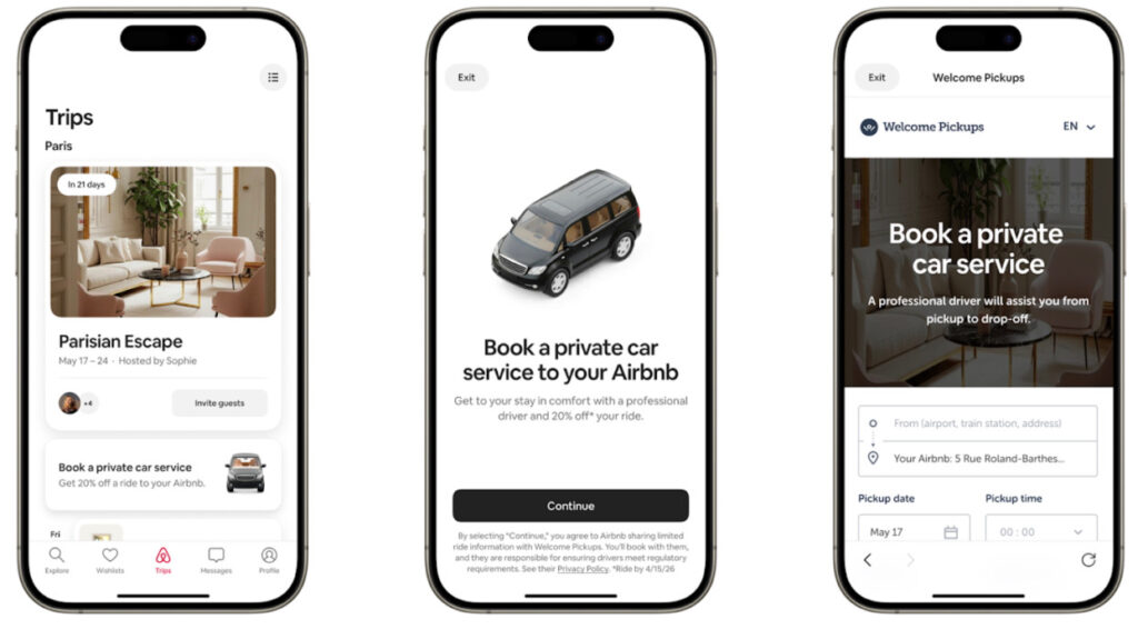Airbnb presenta el servicio de traslado en autos privados en colaboración con Welcome Pickups