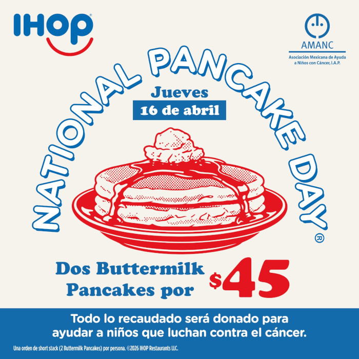 Este 16 de abril, IHOP México refuerza la lucha contra el cáncer infantil con el Día Nacional del Pancake