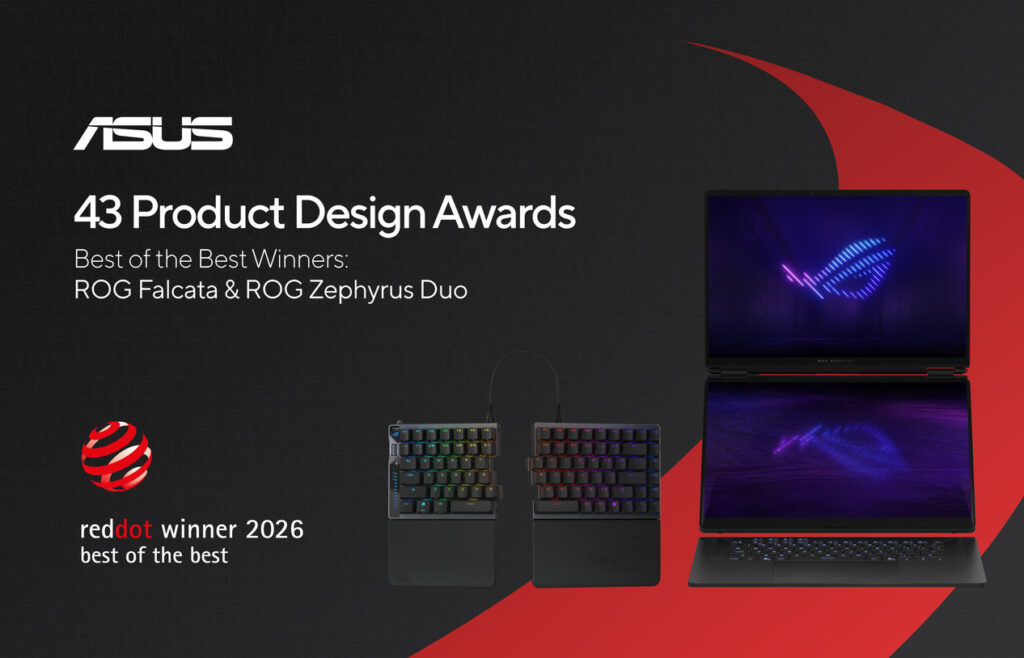 ASUS y Republic of Gamers ganan 43 premios Red Dot al diseño de producto en 2026