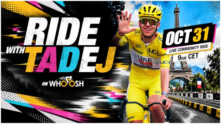 Tadej Pogačar invita a ciclistas de todo el mundo a rodar con él en MyWhoosh